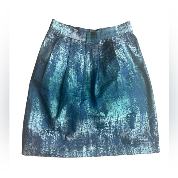 Lela Rose lined silk skirt, new without tags variegated teal size 2/4 - Picture 2 of 3
